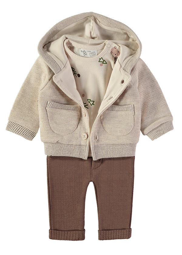 Babybol Baby Boys Deer Print Three-Piece Outfit 260833