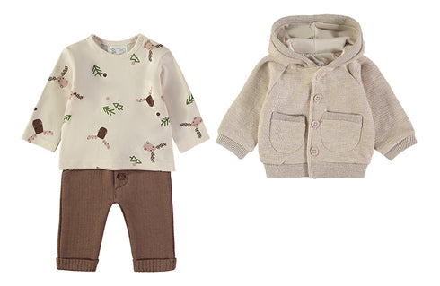 Babybol Baby Boys Deer Print Three-Piece Outfit 260833