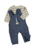 Babybol Baby Boys Navy Dungaree and Striped Top Lion Two-Piece Set 260840