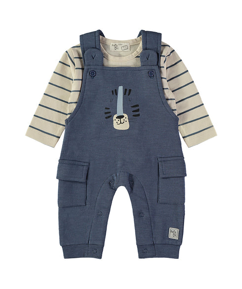 Babybol Baby Boys Navy Dungaree and Striped Top Lion Two-Piece Set 260840