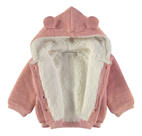 Babybol | Ear-Accented Sherpa-Lined Hooded Jacket 260930 - Pink