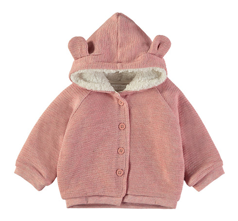 Babybol | Ear-Accented Sherpa-Lined Hooded Jacket 260930 - Pink