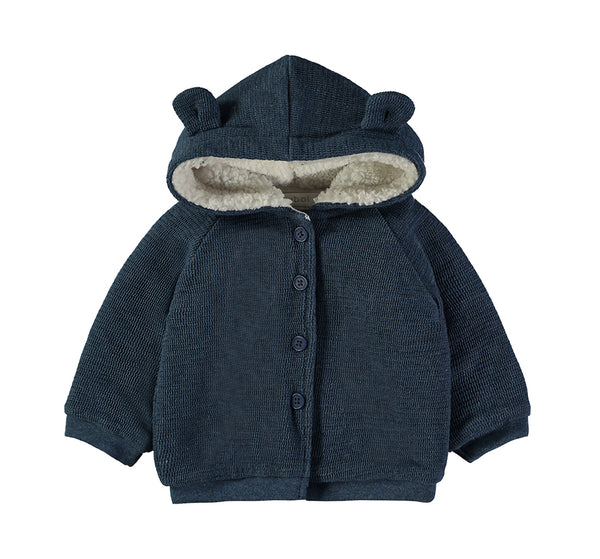 Babybol | Sherpa-Lined Ear-Accented Hooded Jacket 260932 - Blue