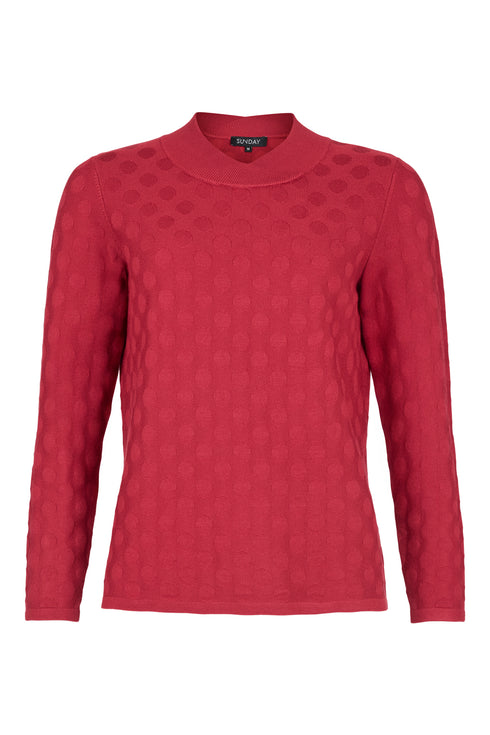Sunday Textured Dot Turtle-Neck Pullover 63306593 44 - Raspberry Red