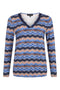 Sunday Abstract V-Neck Long-Sleeve Blouse 6355 6602 66 - Ultra Marine