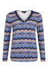 Sunday Abstract V-Neck Long-Sleeve Blouse 6355 6602 66 - Ultra Marine