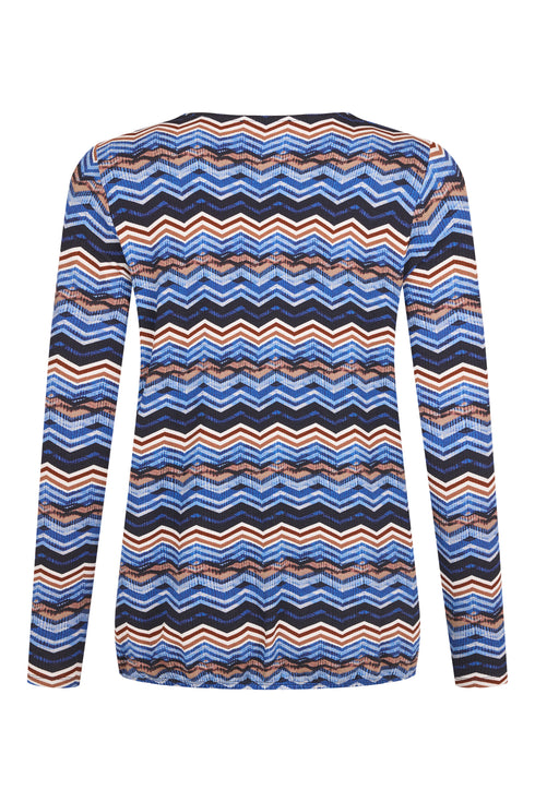 Sunday Abstract V-Neck Long-Sleeve Blouse 6355 6602 66 - Ultra Marine