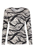 Sunday Womens Abstract Long Sleeve T-Shirt 64186639 11 - Cream/Black