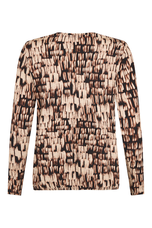 Sunday Abstract Round-Neck Long-Sleeve Top 6436 6629 16 - Pine Bark