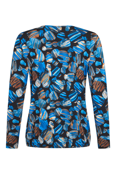 Sunday Abstract V-Neck Long-Sleeve Top 6452 6638 66 - Ultra Marine