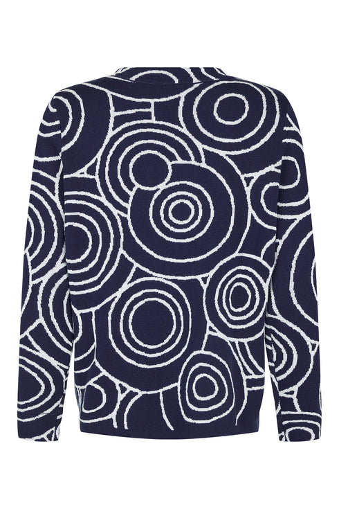 Sunday Abstract Knit Turtle-Neck Pullover 6986 6491 69 - Navy