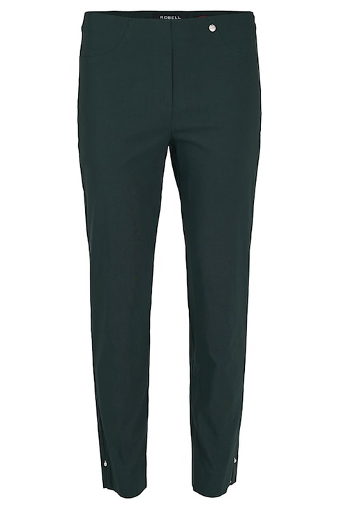Robell Bella 09 68cm Cropped Trousers with Diamante Detail - 891 Dark Green SKU 52642-5499