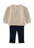Babybol Baby Girl Beige Heart Sweater and Navy Leggings Set B261000-03
