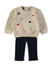 Babybol Baby Girl Beige Heart Sweater and Navy Leggings Set B261000-03