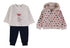 Babybol Girls Cross-Stitch Heart Zip-Up Hoodie, Top and Joggers Three-Piece Set 261004