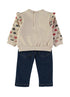 Babybol Baby Girls Heart Print Top and Jeans Two-Piece Set 261006