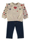 Babybol Baby Girls Heart Print Top and Jeans Two-Piece Set 261006