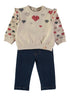Babybol Baby Girls Heart Print Top and Jeans Two-Piece Set 261006