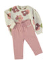 Babybol Baby Girls Ecru Floral Sweatshirt and Pink Leggings Set 261009