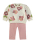 Babybol Baby Girls Ecru Floral Sweatshirt and Pink Leggings Set 261009