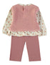 Babybol | Layered Textured Vest and Floral Print 2 Piece Set 261012 - Pink