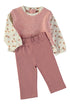 Babybol | Layered Textured Vest and Floral Print 2 Piece Set 261012 - Pink