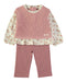 Babybol | Layered Textured Vest and Floral Print 2 Piece Set 261012 - Pink