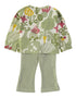 Babybol Baby Girls Botanical Print Top and Ribbed Flared Trousers Two-Piece Set 261043
