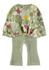 Babybol Baby Girls Botanical Print Top and Ribbed Flared Trousers Two-Piece Set 261043
