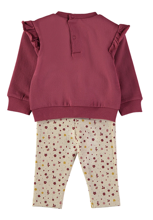 Babybol | Sweat Top and Floral Pants Set 261050 - Aubergine