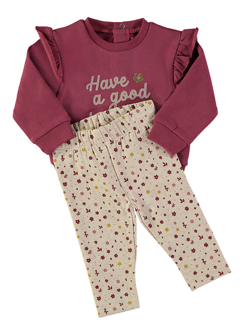 Babybol | Sweat Top and Floral Pants Set 261050 - Aubergine