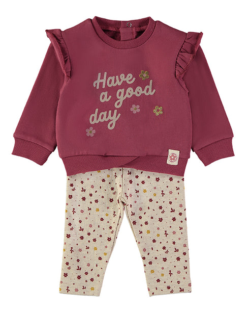 Babybol | Sweat Top and Floral Pants Set 261050 - Aubergine