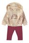 Babybol | Rainbow Top, Floral Zipped Hoodie and Pants 3 Piece Set 261052 - Natural