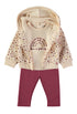 Babybol | Rainbow Top, Floral Zipped Hoodie and Pants 3 Piece Set 261052 - Natural
