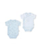 Yatsi | Baby Boy Blue & White Elephant Print Cotton Short Sleeve Vests - 2 Pack - 26110054