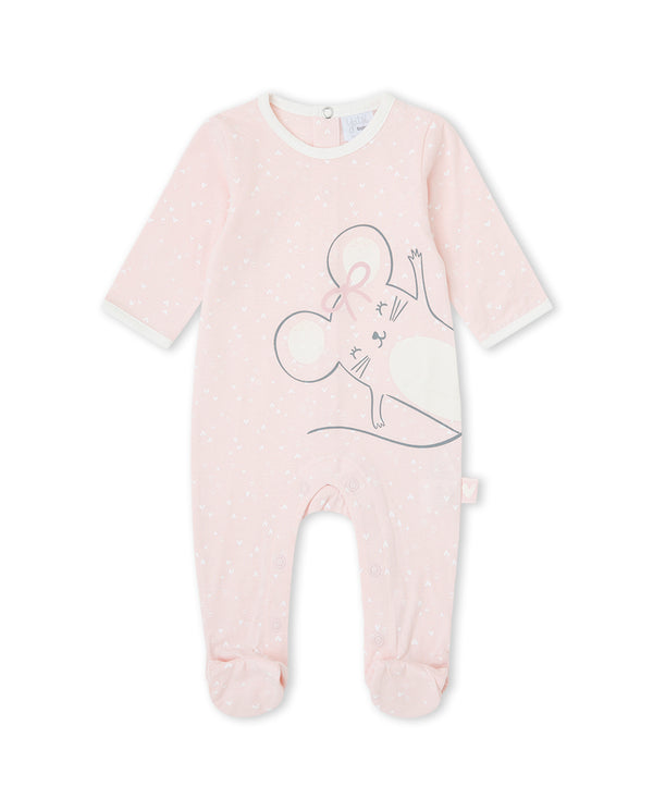 Yatsi | Baby Girl Pink Mouse Footed Cotton Romper - 26110174