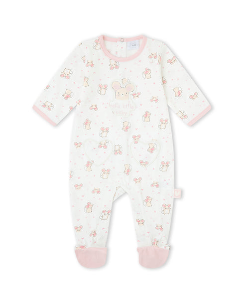 Yatsi | Baby Girl White Mouse Print Footed Cotton Romper - 26110175
