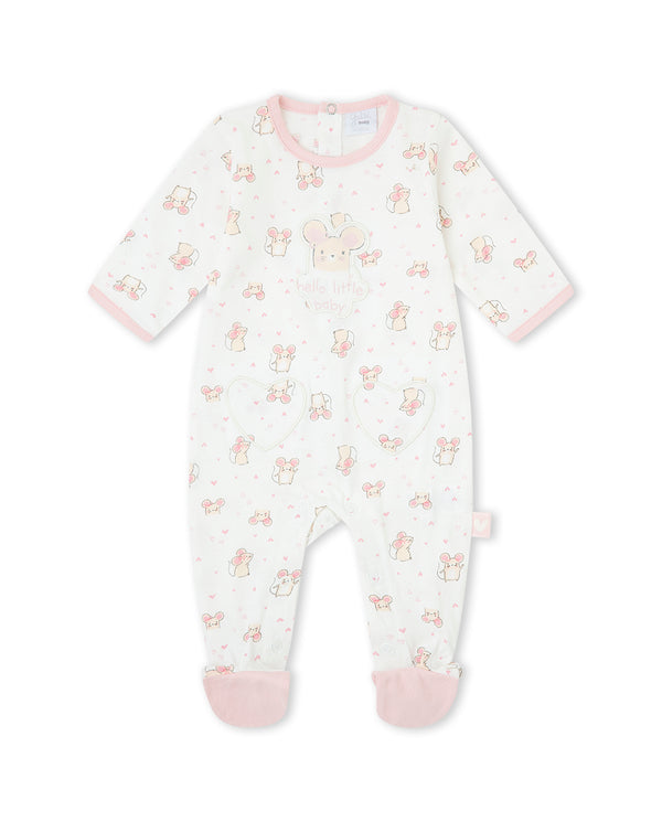 Yatsi | Baby Girl White Mouse Print Footed Cotton Romper - 26110175