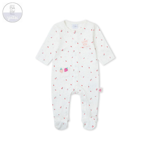 Yatsi | Baby Girl Strawberry Print Cotton Summer Romper - 26110176