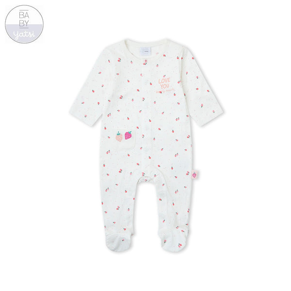 Yatsi | Baby Girl Strawberry Print Cotton Summer Romper - 26110176