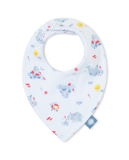 Yatsi | Baby Boy Reversible Blue & White Stripe Beside the Sea Cotton Bib - 26110322