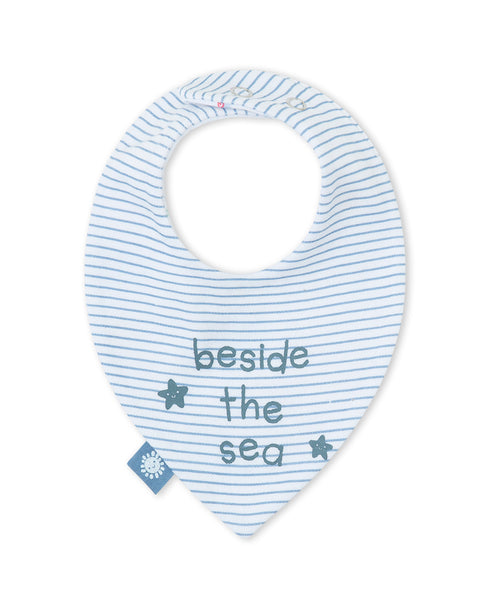Yatsi | Baby Boy Reversible Blue & White Stripe Beside the Sea Cotton Bib - 26110322