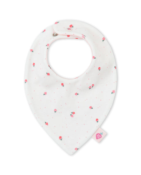 Yatsi | Baby Girl Reversible White & Pink Strawberry Cotton Bib - 26110331