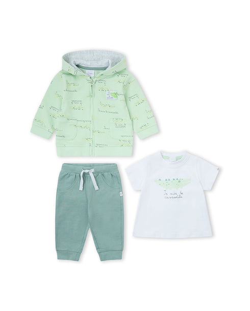 Yatsi | Baby Boy Green Crocodile 3 Piece Hooded Outfit - 261106010