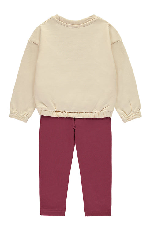 Babybol | "Melodies" Graphic Sweatshirt and Trousers 2 Piece Set 261302 - Natural