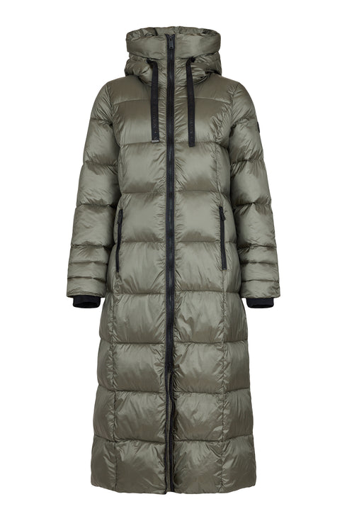 Normann Womens Long Hooded Puffer Coat 4339 400 97 - Elephant Grey
