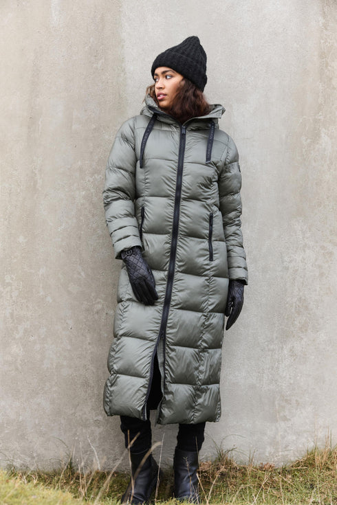 Normann Womens Long Hooded Puffer Coat 4339 400 97 - Elephant Grey