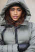 Normann Womens Long Hooded Puffer Coat 4339 400 97 - Elephant Grey