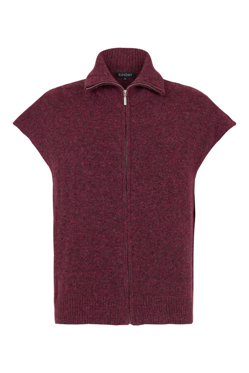 Sunday Zip Front Alpaca Wool Blend Knit Waistcoat Vest 64166658 491 - Prune