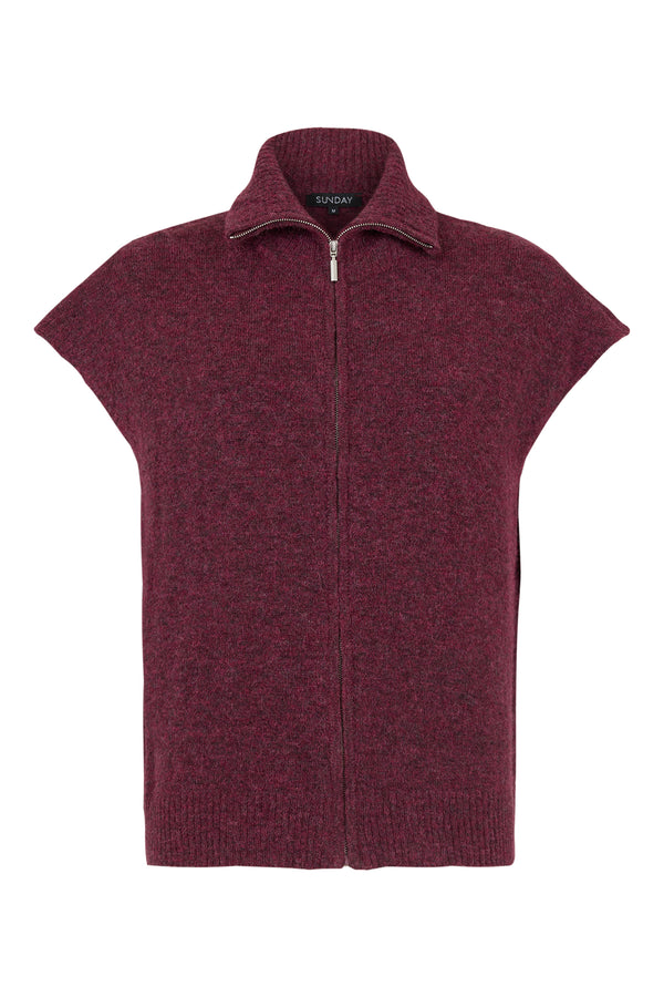 Sunday Zip Front Alpaca Wool Blend Knit Waistcoat Vest 64166658 491 - Prune